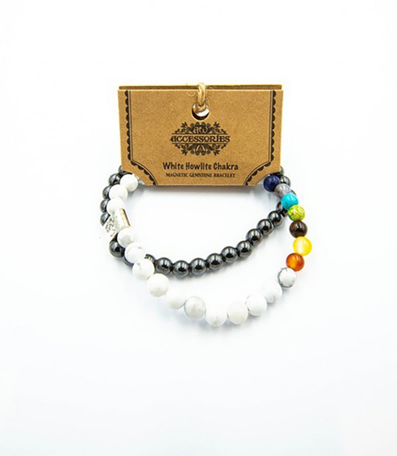 White Howlite Magnetic Chakra Bracelet