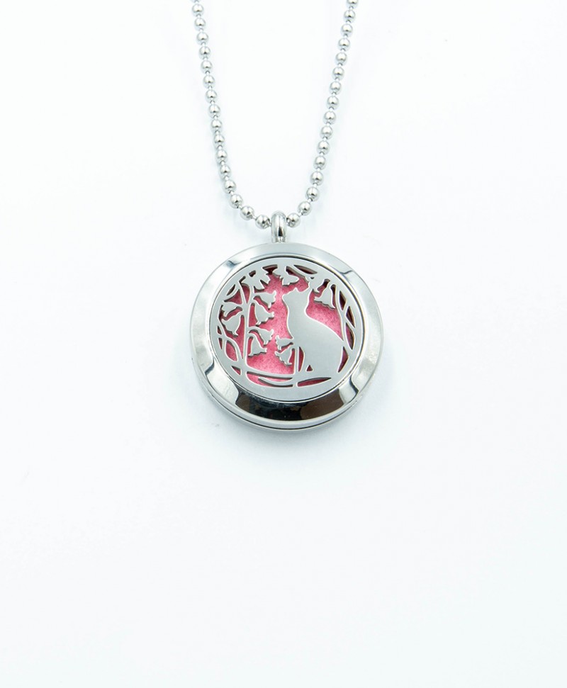 EightLife Aromatherapy Cat and Flowers diffuser necklace