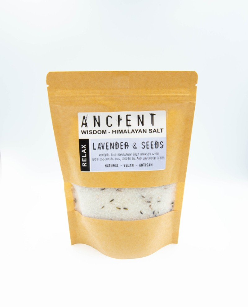 Himalayan bath salt blend - Relax - Lavender and seeds  (Jojoba)