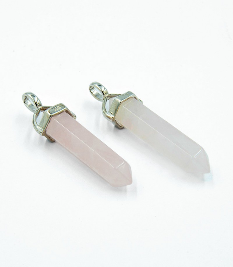 Rose Quartz Double Terminated Point Silver Pendant