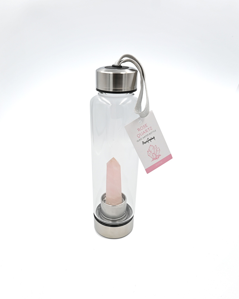 Rose Quartz Crystal Healing Water Bottle