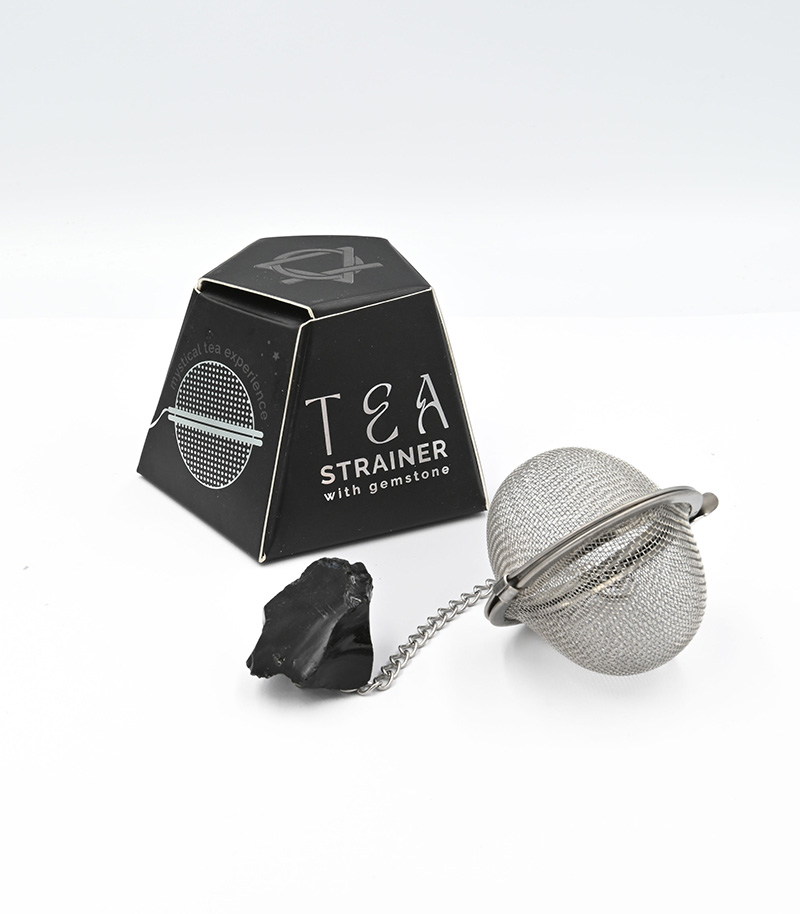 Raw Black Obsidian Tea Strainer - Protection